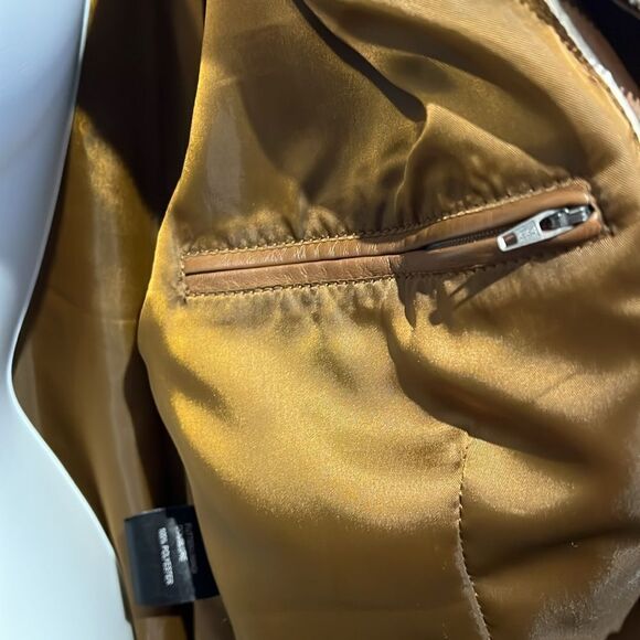 Hide Society Brown Leather Zip Up Jacket Size 18‎ - Picture 13 of 16
